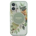 Oryginalne Etui IPHONE 16 PLUS Guess Hardcase IML Flower & Tonal Circle MagSafe (GUHMP16MHFWBDCEN) zielone