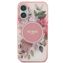 Oryginalne Etui IPHONE 16 PLUS Guess Hardcase IML Flower & Tonal Circle MagSafe (GUHMP16MHFWBDCEP) różowe