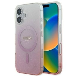 Oryginalne Etui IPHONE 16 PLUS Guess Hardcase IML Glitter Gradient MagSafe (GUHMP16MHGRCELP) różowe