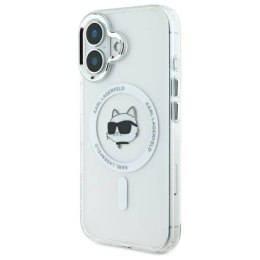 Oryginalne Etui IPHONE 16 PLUS Karl Lagerfeld Hardcase IML Metal Choupette Head MagSafe (KLHMP16MHLSCHH) białe