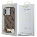 Oryginalne Etui IPHONE 16 PRO Guess Hardcase 4G Logo Plate MagSafe (GUHMP16LU4GPRW) brązowe