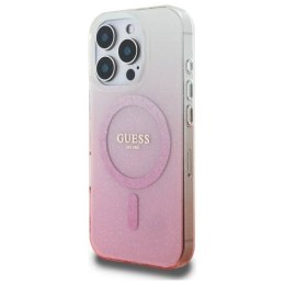 Oryginalne Etui IPHONE 16 PRO Guess Hardcase IML Glitter Gradient MagSafe (GUHMP16LHGRCELP) różowe