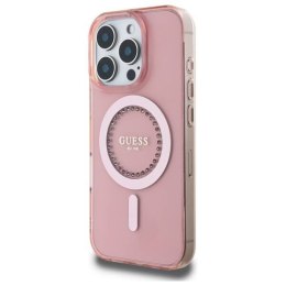 Oryginalne Etui IPHONE 16 PRO Guess Hardcase IML Rhinestones MagSafe (GUHMP16LPFTDTEP) różowe