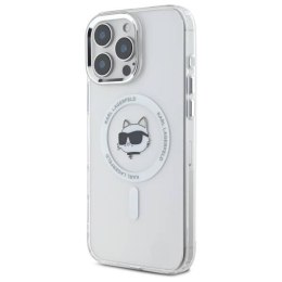 Oryginalne Etui IPHONE 16 PRO Karl Lagerfeld Hardcase IML Metal Choupette Head MagSafe (KLHMP16LHLSCHH) białe