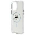 Oryginalne Etui IPHONE 16 PRO Karl Lagerfeld Hardcase IML Metal Choupette Head MagSafe (KLHMP16LHLSCHH) białe