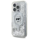 Oryginalne Etui IPHONE 16 PRO Karl Lagerfeld Hardcase Liquid Glitter Choupette Head MagSafe (KLHMP16LLGCHSGH) transparentne