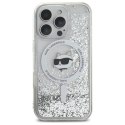 Oryginalne Etui IPHONE 16 PRO Karl Lagerfeld Hardcase Liquid Glitter Choupette Head MagSafe (KLHMP16LLGCHSGH) transparentne