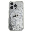 Oryginalne Etui IPHONE 16 PRO Karl Lagerfeld Hardcase Liquid Glitter Karl&Choupette Head MagSafe (KLHMP16LLGKCSGH) transparentne