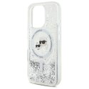 Oryginalne Etui IPHONE 16 PRO Karl Lagerfeld Hardcase Liquid Glitter Karl&Choupette Head MagSafe (KLHMP16LLGKCSGH) transparentne