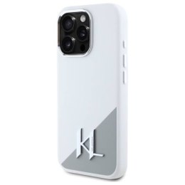 Oryginalne Etui IPHONE 16 PRO Karl Lagerfeld Hardcase Silicone Shadow Metal Initial MagSafe (KLHMP16LSCMKMPCH) białe