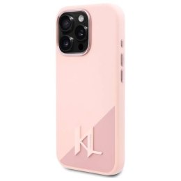 Oryginalne Etui IPHONE 16 PRO Karl Lagerfeld Hardcase Silicone Shadow Metal Initial MagSafe (KLHMP16LSCMKMPCP) różowe