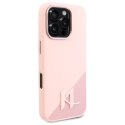 Oryginalne Etui IPHONE 16 PRO Karl Lagerfeld Hardcase Silicone Shadow Metal Initial MagSafe (KLHMP16LSCMKMPCP) różowe