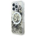 Oryginalne Etui IPHONE 16 PRO MAX Guess Hardcase Liquid Glitter Flower MagSafe (GUHMP16XLFMWTE) beżowe