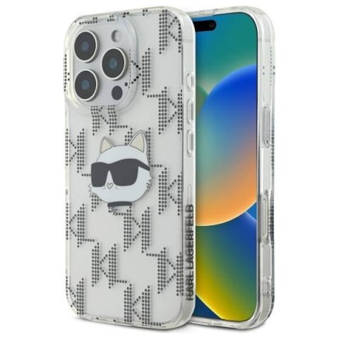 Oryginalne Etui IPHONE 16 PRO MAX Karl Lagerfeld Hardcase IML Choupette Head Electroplated (KLHCP16XHKLPCHT) transparentne