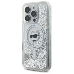 Oryginalne Etui IPHONE 16 PRO MAX Karl Lagerfeld Hardcase Liquid Glitter Choupette Head MagSafe (KLHMP16XLGCHSGH) transparentne