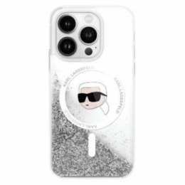 Oryginalne Etui IPHONE 16 PRO MAX Karl Lagerfeld Hardcase Liquid Glitter Karl Head MagSafe (KLHMP16XLGKISGH) transparentne