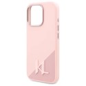 Oryginalne Etui IPHONE 16 PRO MAX Karl Lagerfeld Hardcase Silicone Shadow Metal Initial MagSafe (KLHMP16XSCMKMPCP) różowe