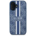 Oryginalne Etui IPHONE 16 Guess Hardcase 4G Printed Stripes MagSafe (GUHMP16SP4RPSB) niebieskie