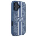 Oryginalne Etui IPHONE 16 Guess Hardcase 4G Printed Stripes MagSafe (GUHMP16SP4RPSB) niebieskie