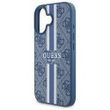 Oryginalne Etui IPHONE 16 Guess Hardcase 4G Printed Stripes MagSafe (GUHMP16SP4RPSB) niebieskie