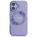 Oryginalne Etui IPHONE 16 Guess Hardcase IML Flowers Wreath MagSafe (GUHMP16SHFWFCU) fioletowe