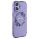 Oryginalne Etui IPHONE 16 Guess Hardcase IML Flowers Wreath MagSafe (GUHMP16SHFWFCU) fioletowe