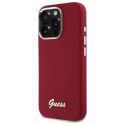 Oryginalne Etui IPHONE 16 PRO Guess Hardcase Silicone Script Metal Logo (GUHCP16LSMBSLM) czerwone