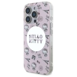 Oryginalne Etui IPHONE 16 PRO Hello Kitty Hardcase IML All Over Paris MagSafe (HKHMP16LHAOPP) różowe