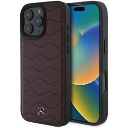 Oryginalne Etui IPHONE 16 PRO MAX Mercedes Hardcase MB Waves Leather (MEHCP16X23RWRSR) czerwone