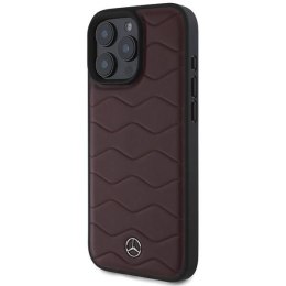 Oryginalne Etui IPHONE 16 PRO MAX Mercedes Hardcase MB Waves Leather (MEHCP16X23RWRSR) czerwone