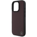 Oryginalne Etui IPHONE 16 PRO MAX Mercedes Hardcase MB Wood Imitation Leather MagSafe (MEHMP16X23RBGVR) czerwone