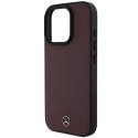 Oryginalne Etui IPHONE 16 PRO MAX Mercedes Hardcase Textured And Plain Leather MagSafe (MEHMP16X23RBARR) czerwone