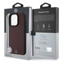 Oryginalne Etui IPHONE 16 PRO MAX Mercedes Hardcase Textured And Plain Leather MagSafe (MEHMP16X23RBARR) czerwone