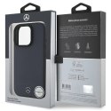 Oryginalne Etui IPHONE 16 PRO MAX Mercedes Hardcase Textured And Plain Leather MagSafe (MEHMP16X23RBARV) granatowe