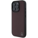 Oryginalne Etui IPHONE 16 PRO Mercedes Hardcase MB Wood Imitation Leather MagSafe (MEHMP16L23RBGVR) czerwone