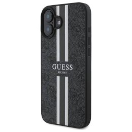 Oryginalne Etui IPHONE 16 Guess Hardcase 4G Printed Stripes MagSafe (GUHMP16SP4RPSK) czarne