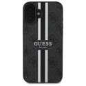 Oryginalne Etui IPHONE 16 Guess Hardcase 4G Printed Stripes MagSafe (GUHMP16SP4RPSK) czarne