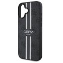 Oryginalne Etui IPHONE 16 Guess Hardcase 4G Printed Stripes MagSafe (GUHMP16SP4RPSK) czarne