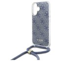 Oryginalne Etui IPHONE 16 Guess Hardcase Crossbody Cord 4G Print (GUHCP16SHC4SEB) niebieskie