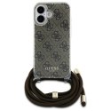 Oryginalne Etui IPHONE 16 Guess Hardcase Crossbody Cord 4G Print (GUHCP16SHC4SEW) brązowe