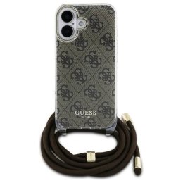 Oryginalne Etui IPHONE 16 Guess Hardcase Crossbody Cord 4G Print (GUHCP16SHC4SEW) brązowe