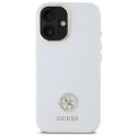 Oryginalne Etui IPHONE 16 Guess Hardcase Silicone Logo Strass 4G (GUHCP16SM4DGPH) białe