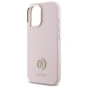 Oryginalne Etui IPHONE 16 Guess Hardcase Silicone Logo Strass 4G (GUHCP16SM4DGPP) jasnoróżowe