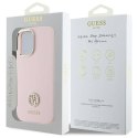 Oryginalne Etui IPHONE 16 Guess Hardcase Silicone Logo Strass 4G (GUHCP16SM4DGPP) jasnoróżowe