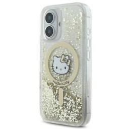 Oryginalne Etui IPHONE 16 Hello Kitty Hardcase Liquid Glitter Fever MagSafe (HKHMP16SLGDIH) złoto-białe