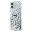 Oryginalne Etui IPHONE 16 Karl Lagerfeld Hardcase Liquid Glitter Karl Head MagSafe (KLHMP16SLGKISGH) transparentne