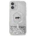 Oryginalne Etui IPHONE 16 Karl Lagerfeld Hardcase Liquid Glitter Karl Head MagSafe (KLHMP16SLGKISGH) transparentne