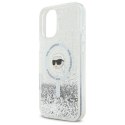 Oryginalne Etui IPHONE 16 Karl Lagerfeld Hardcase Liquid Glitter Karl Head MagSafe (KLHMP16SLGKISGH) transparentne