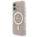 Oryginalne Etui IPHONE 16 PLUS Guess Hardcase IML 4G MagSafe (GUHMP16MH4STP) różowe