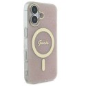 Oryginalne Etui IPHONE 16 PLUS Guess Hardcase IML 4G MagSafe (GUHMP16MH4STP) różowe